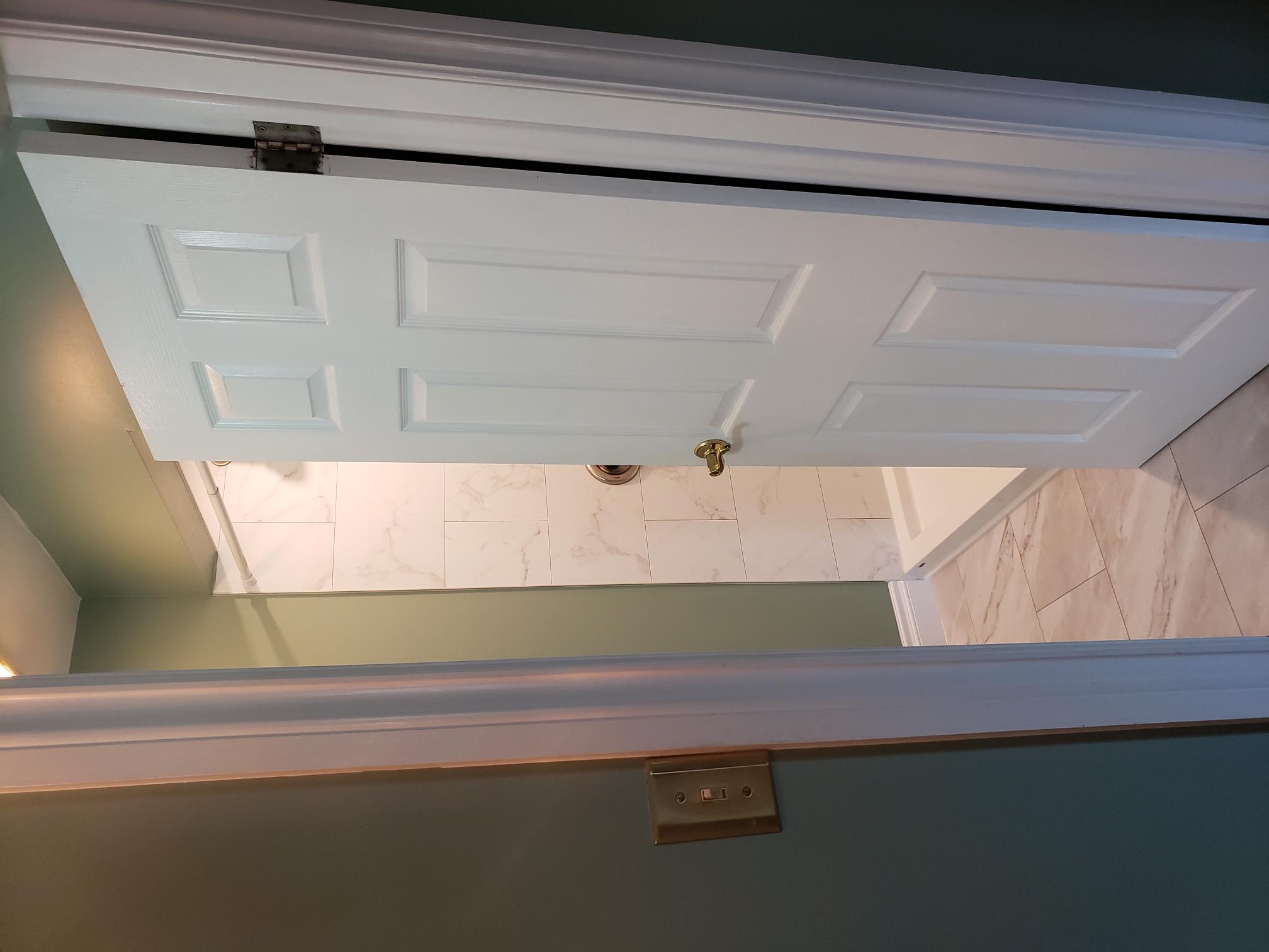 Bathroom after renovation shower and laundry