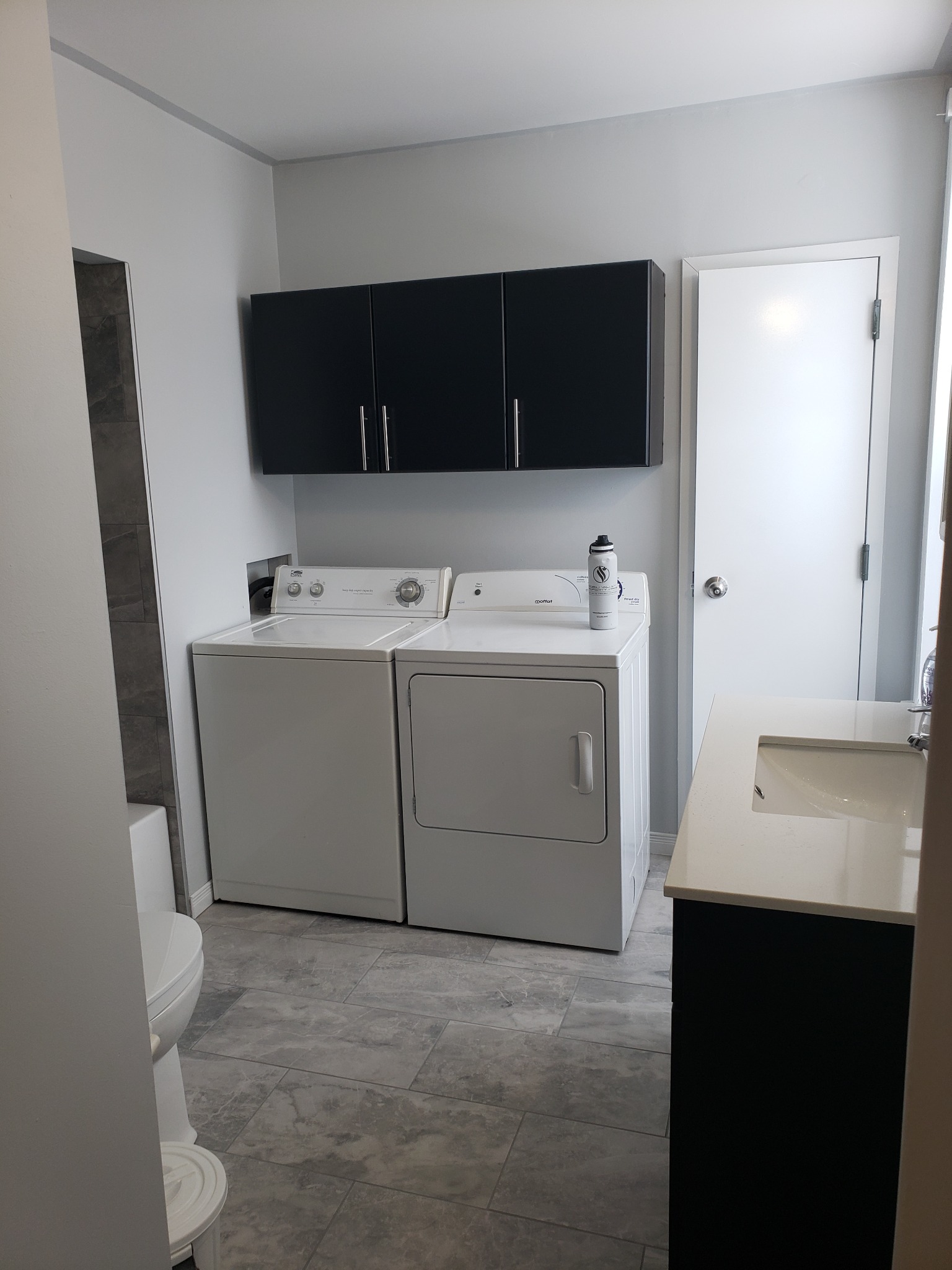 Bathroom renovation laundry area