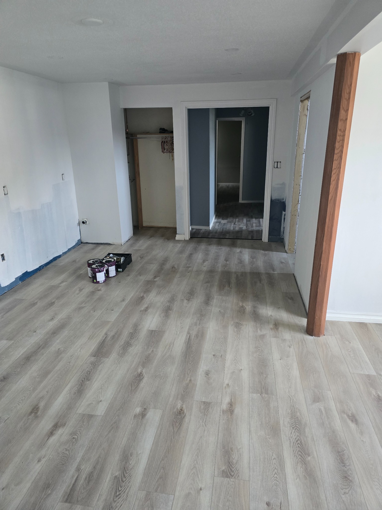 Finished flooring installation alternate angle